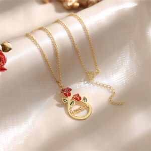 Collier Pendentif Rose personnalisé prénom 8