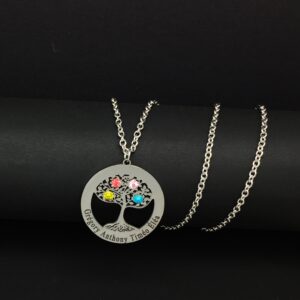 Collier Arbre de vie Gravé avec pierres de naissance 11