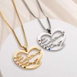 Collier prénoms avec pierres de naissance 10 Collier prénoms avec pierres de naissance 10