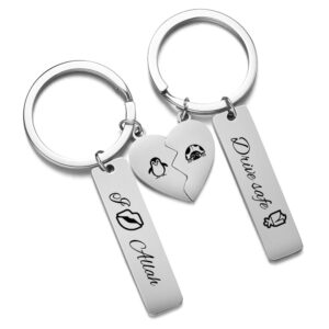 Porte-clés personnalisé cœur séparable pour Couple 12