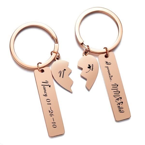 Porte-clés personnalisé cœur séparable pour Couple 3