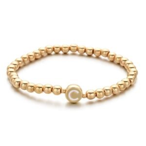 Bracelet initial avec perles plaquées Or Jaune