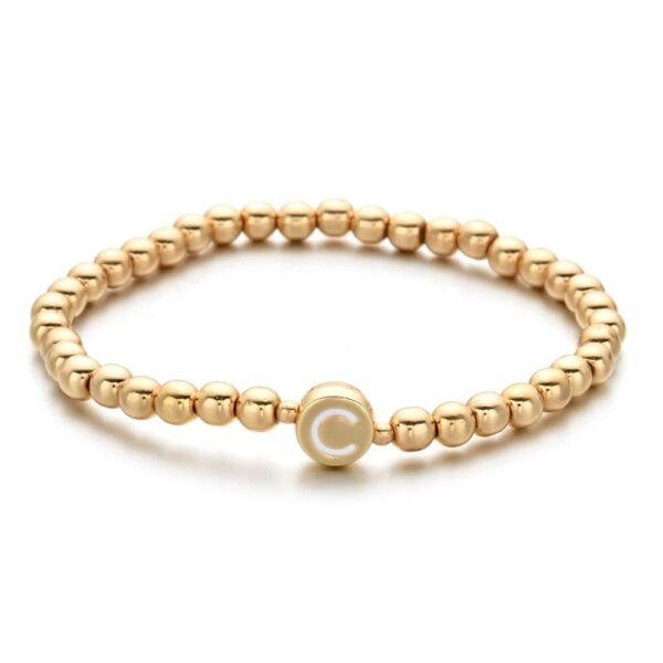 Bracelet initial avec perles plaquées Or Jaune 8