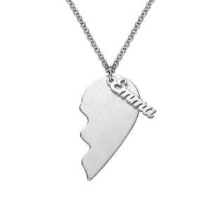 Collier Coeur Séparable pour couple en argent 925 7 Collier Coeur Séparable pour couple en argent 925 7