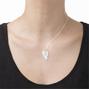 Collier Coeur Séparable pour couple en argent 925 8 Collier Coeur Séparable pour couple en argent 925 8