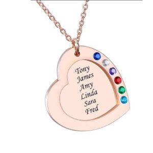 Collier Pendentif Coeur Gravé Multi-prénoms 9
