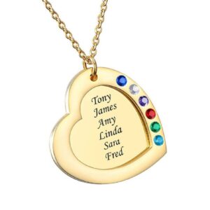 Collier Pendentif Coeur Gravé Multi-prénoms 10