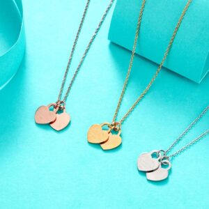 Collier pendentif Double cœur à graver 8