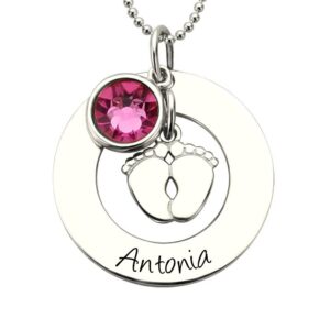 Collier pieds Bébé Gravé Or Rose 9