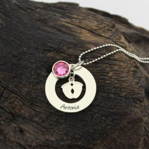 Collier pieds Bébé Gravé Or Rose 10