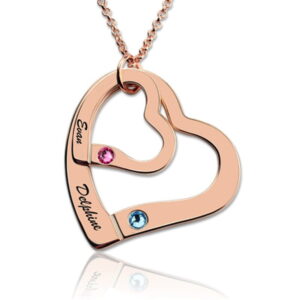Collier pendentif 2 Coeurs personnalisés 13