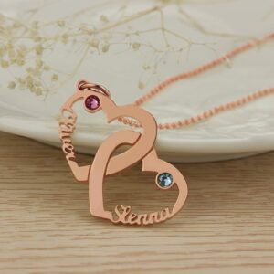 Collier 2 Coeurs Personnalisés en argent 925 9 Collier 2 Coeurs Personnalisés en argent 925 9