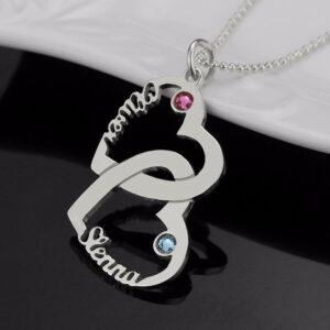 Collier 2 Coeurs Personnalisés en argent 925 11 Collier 2 Coeurs Personnalisés en argent 925 11