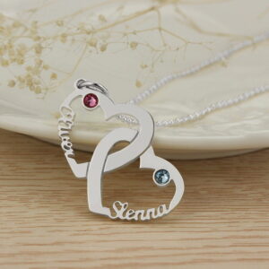 Collier 2 Coeurs Personnalisés en argent 925 12 Collier 2 Coeurs Personnalisés en argent 925 12