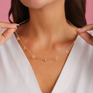 Collier Gravé Lettres séparées, plaqué Or 8
