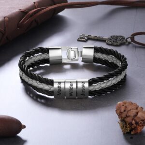Bracelet cuir tressé personnalisés pour hommes 11