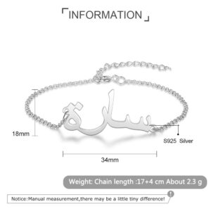 Bracelet personnalisé nom Arabe, Argent 925 8