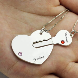 Collier “Clé à coeur” personnalisés pour Couple 12
