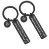 Porte-clés avec bar en métal noir gravé 12