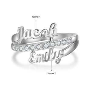 Bague en zircone personnalisée 2 prénoms 10