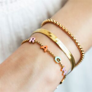 Bracelet prénom en émail avec lettres personnalisé 9