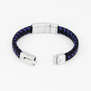 Bracelet en cuir bleu tissé personnalisé multi-prénoms 11
