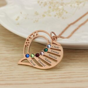 Collier pendentif feuille gravé multi-prénoms 10