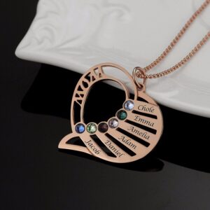 Collier pendentif feuille gravé multi-prénoms 9