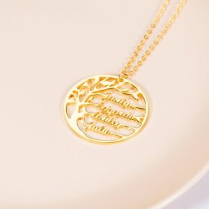 Collier arbre de vie personnalisé noms famille 11 Collier arbre de vie personnalisé noms famille 11
