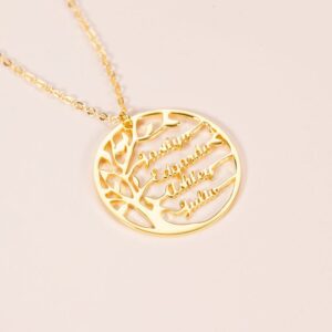 Collier arbre de vie personnalisé noms famille 12 Collier arbre de vie personnalisé noms famille 12