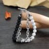 Bracelets à maillons avec perles gravé 2 prénoms 18
