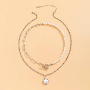 Ensemble de 2 colliers à maillons et Perles 15