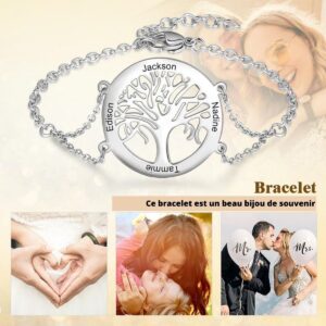 Bracelet arbre de vie personnalisé 1 à 4 noms 11