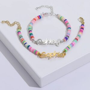 Bracelet avec perles personnalisé prénom 9