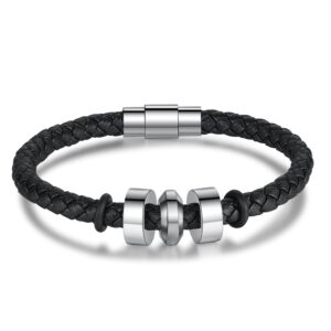 Bracelet en cuir tissé personnalisé 2 prénoms 10