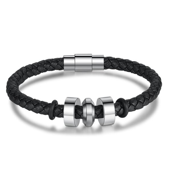 Bracelet en cuir tissé personnalisé 2 prénoms 6