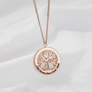 Pendentif arbre de vie gravé plusieurs noms 12