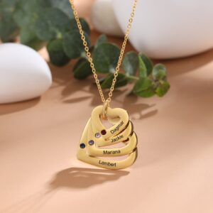 Collier pendentifs cœur gravé multi prénoms (1 à 4) 8