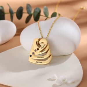 Collier pendentifs cœur gravé multi prénoms (1 à 4) 9