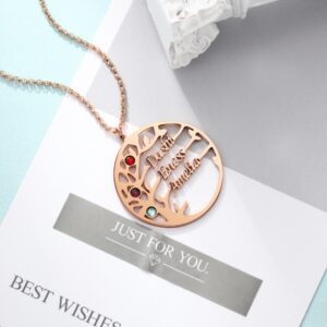 Collier pendentif arbre familial personnalisé 8