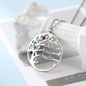Collier pendentif arbre familial personnalisé 10