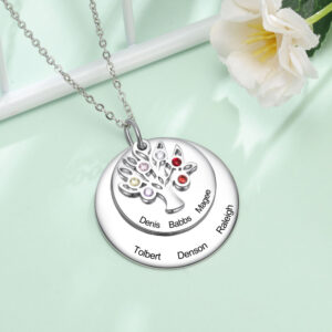 Collier arbre familial gravé multi prénoms (1 à 7 noms) 11 Collier arbre familial gravé multi prénoms (1 à 7 noms) 11