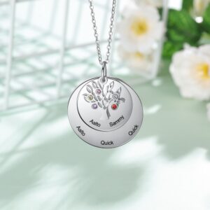 Collier arbre familial gravé multi prénoms (1 à 7 noms) 14 Collier arbre familial gravé multi prénoms (1 à 7 noms) 14