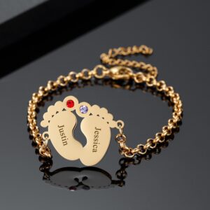 Bracelet avec pieds de bébé personnalisés 16 Bracelet avec pieds de bébé personnalisés 16