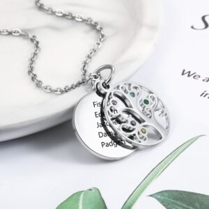 Collier pendentif arbre de vie gravé multi prénoms 17