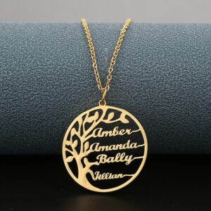 Collier arbre de vie personnalisé prénoms multiples 9 Collier arbre de vie personnalisé prénoms multiples 9