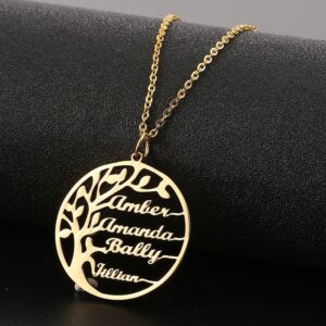 Collier arbre de vie personnalisé prénoms multiples 10 Collier arbre de vie personnalisé prénoms multiples 10