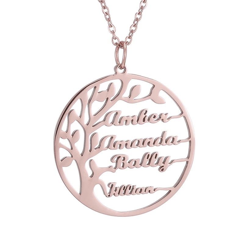 Collier arbre de vie personnalisé multi-prénoms famille