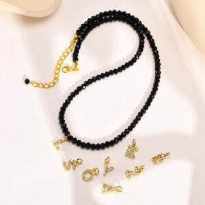 Collier à perles personnalisé lettres strass 10 Collier à perles personnalisé lettres strass 10