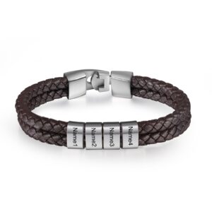 Bracelet personnalisé à cuir marron et à perles 13 Bracelet personnalisé à cuir marron et à perles 13
